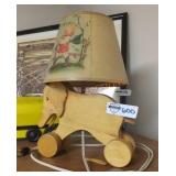 Vintage Wooden Elephant Nursery Lamp