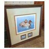 Framed & Signed Duck Illustration Stamps