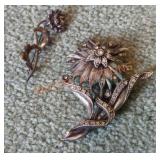 Vintage Flower Brooches - Qty 2