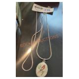 Pewter Cardinal Necklace & Silver Tone Necklace