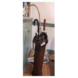 Bronze Tone Umbrella Holder with Contents