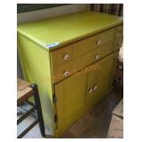 27"W ï¿½ 15"D ï¿½ 28"H Yellow Wood Cabinet