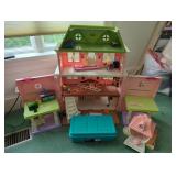Large Plastic Dollhouse w Small Dollhouse