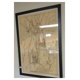 Framed Map of Gettysburg Battlefield