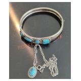 Silver Tone Turquoise Necklace & Bracelet