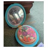 Vintage Blue Plastic Powder Compact