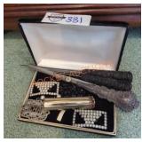 Vintage Brooches, Fountain Pen, Etc