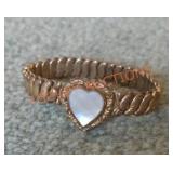 1942 Engraved Gold Tone Heart Bracelet