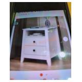 White wooden rectangle end table
