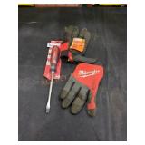 Milwaukee Work Gloves & Screwdriver