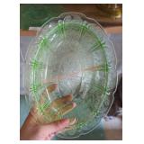 Cherry Blossom Pattern Uranium Glass Bowl