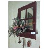 Primitive Mirror Key Holder Wall Decor