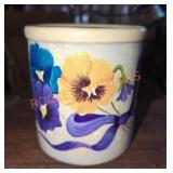 Handpainted Pansy Roseville High Jar