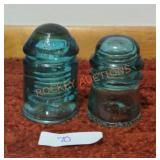 Pair of Vintage Teal Insulators