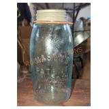 Vintage Blue Glass Mason Jar