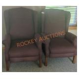Pair of Maroon Diamond Patterns Arm Chairs