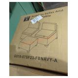 7 PC navy blue Armless sofas and coffee table