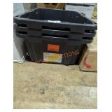 3 black HDX 14 gal totes with no lids