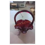 Vintage 1997 Fenton Ruby Red Art Glass Basket