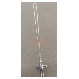 14k Stamped Red Gem Cross Necklace