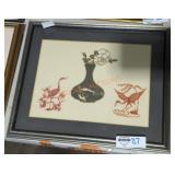 Vintage Crane Silhouette Framed Artwork