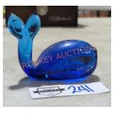 Cobalt Glass Paperweight Whale (mini)