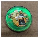Vintage Dome Glass Horse Bridal Rosette Pin