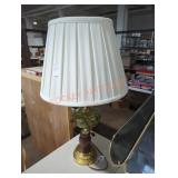 Green Glass/Wood Base Table Lamp