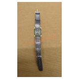 Citizen Quartz Watch Gold Tone Black Leather