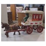 Vintage Antique Cast Iron Horse Drawn Ice Wagon