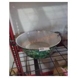 VIntage Green & White Marble Enamel Ware Bowl