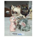 Vintage Cat Statue & Pig/Elephant S+P Shakers