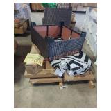 Patio Chairs and Ottoman No Cushions, 2 Patio