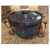 Vintage Blue Speckled Caserole Dish