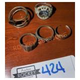 925 Stamped Ring Lot Qty-5