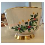 Holiday Holly Gold Trim Bowl
