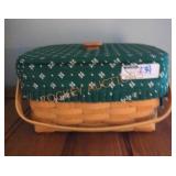 1998 Green Lined Lidded Longaberger Basket