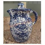 Vintage Spongeware Pottery Pitcher