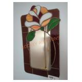 Stained Glass Rose Wall Mirror