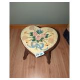 Vintage Wooden Painted Heart Shaped Foot Stool
