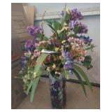 Iris Patterned Vase w Faux Flowers