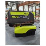 Ryobi 40v 6 ah battery and charger