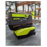 Ryobi 40v 6 ah battery and charger
