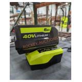 Ryobi 40v 6 ah battery and charger