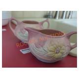 Roseville Peony Green Art Pottery - Qty 2