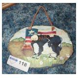 "Moo America" Hanging Oval Wall Plaque