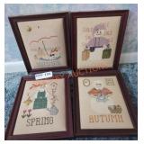 Stitched Seasonal Framed Pictures - Qty 4