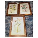 Stiched Flower Pictures - Qty 3