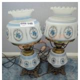 Milk Glass Hurricane Lamps - Qty 2