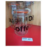 Sugar, Flour, and Coffee Glass Jars